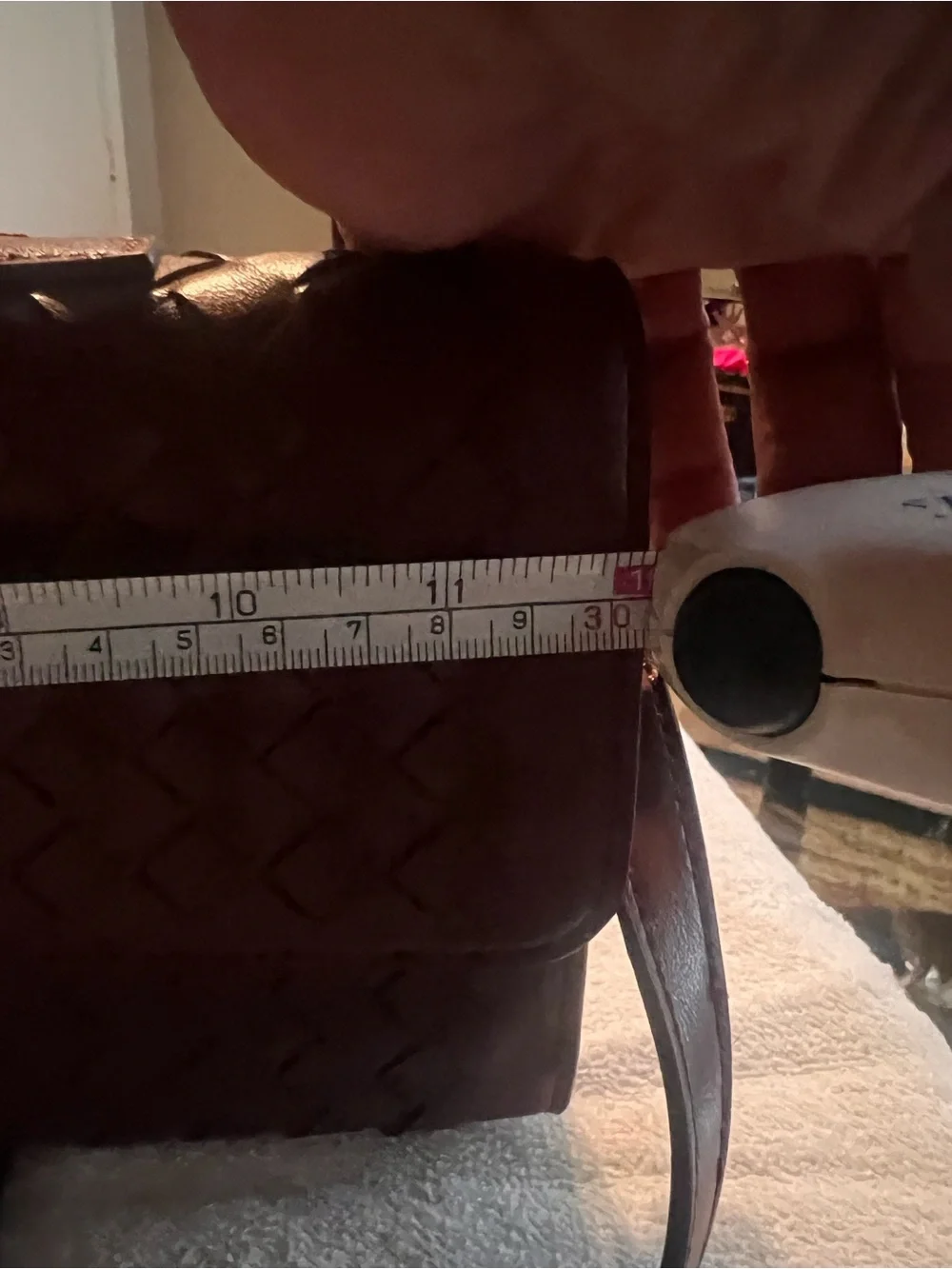 Woven Leather Top-Handle Crossbody Bag in Deep Burgundy